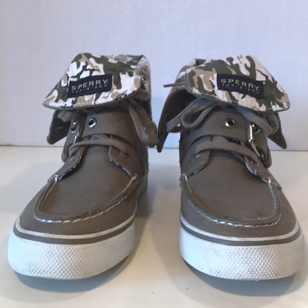 Sperry Army Green & Camouflaged Hi-Top Sneakers 6 - Picture 2 of 6